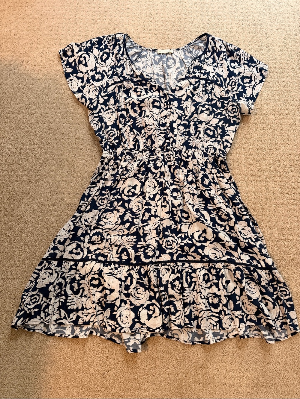 lovestitch Navy and White Floral Short Sleeve Dress